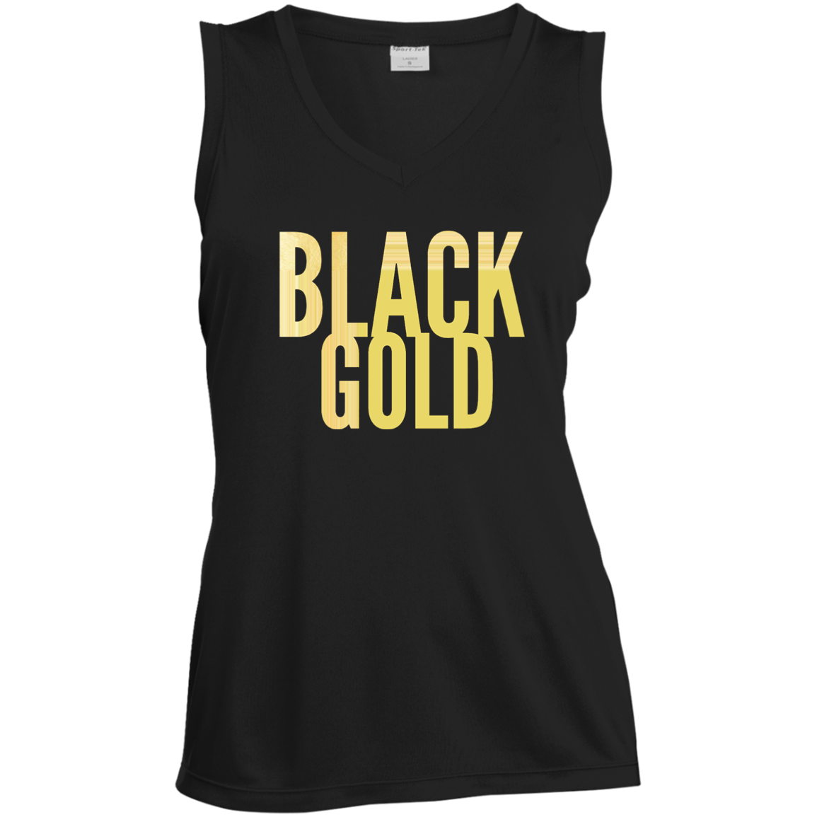 Black Gold Ladies' Sleeveless V-Neck Performance Tee