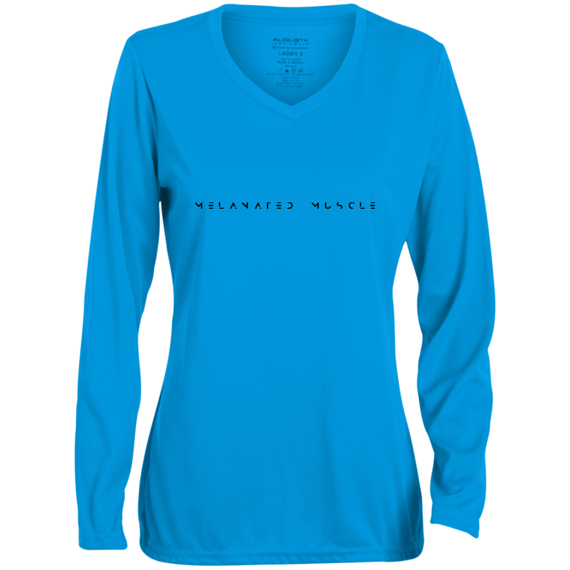 Melanated Muscle 1788 Ladies' Moisture-Wicking Long Sleeve V-Neck Tee