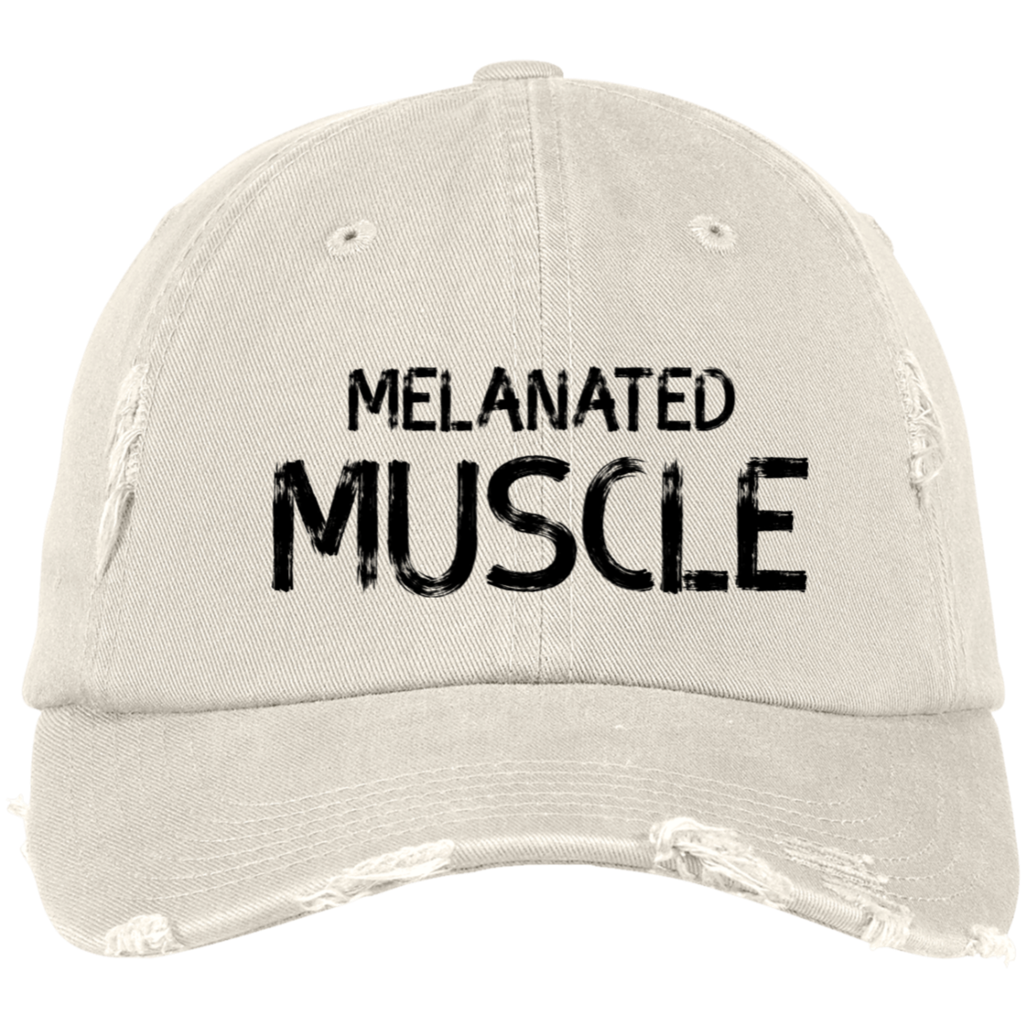 Melanated Muscle Embroidered Distressed Dad Cap