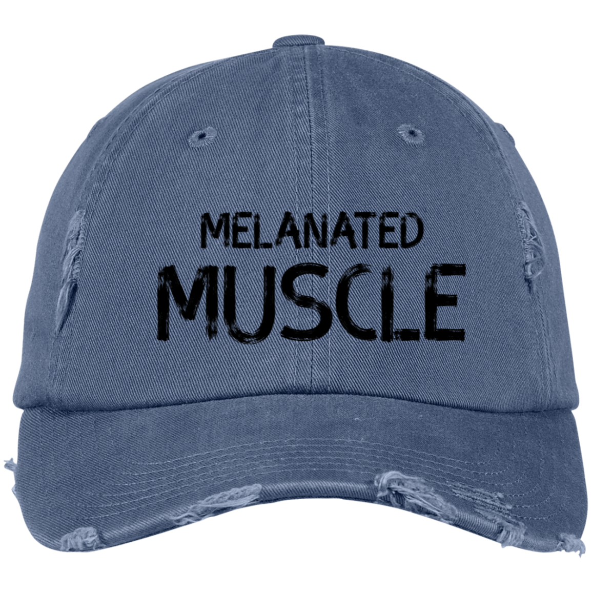 Melanated Muscle Embroidered Distressed Dad Cap