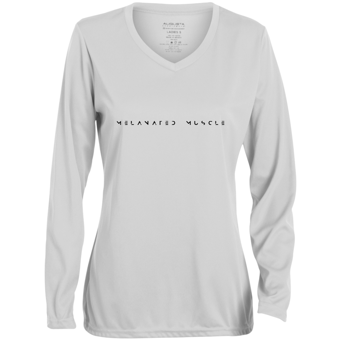 Melanated Muscle 1788 Ladies' Moisture-Wicking Long Sleeve V-Neck Tee