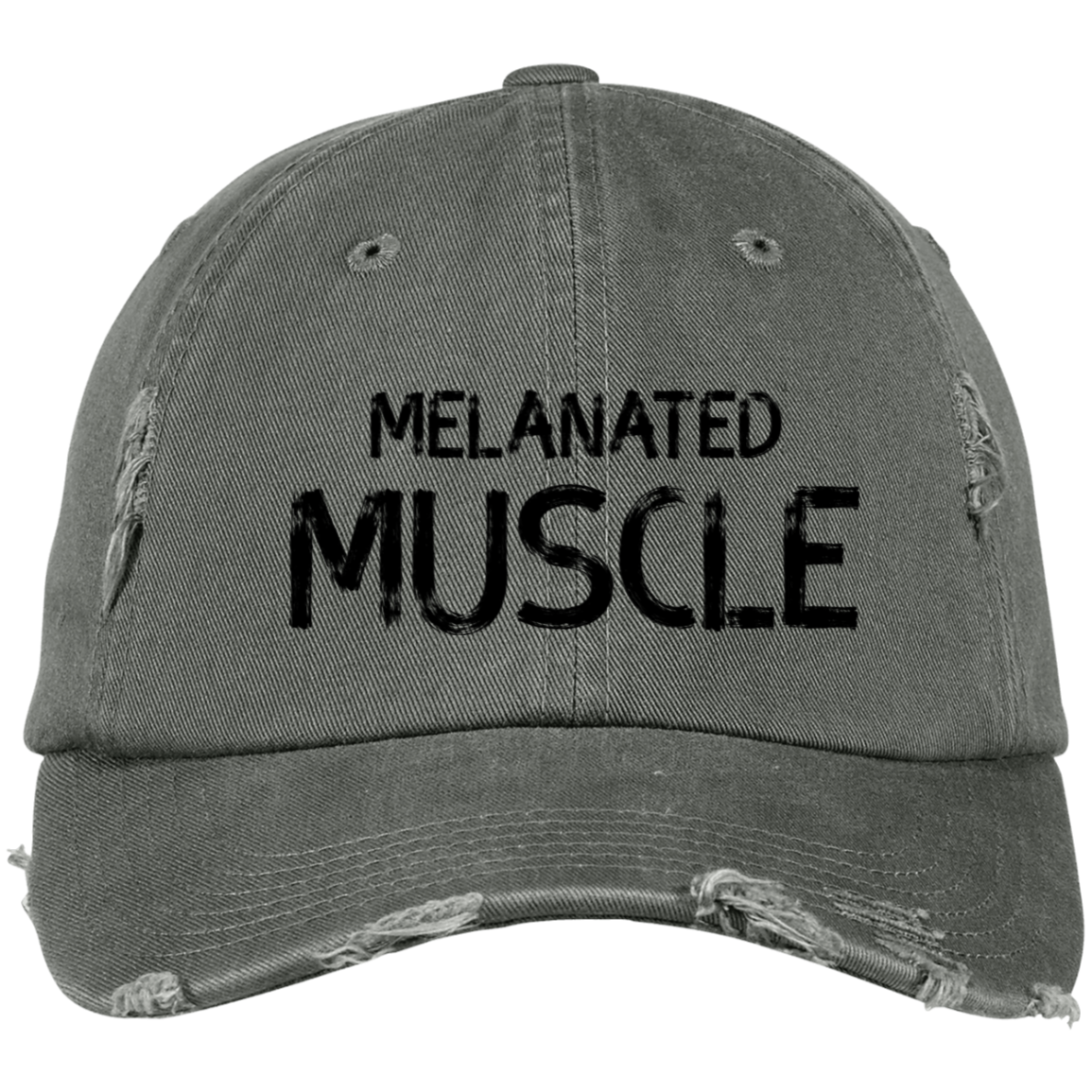 Melanated Muscle Embroidered Distressed Dad Cap