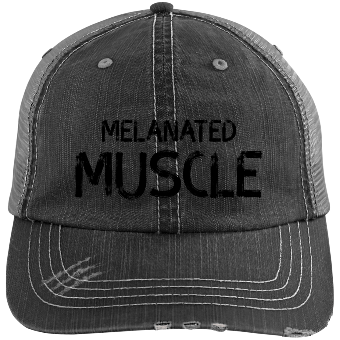 Melanated Muscle Distressed Unstructured Trucker Cap