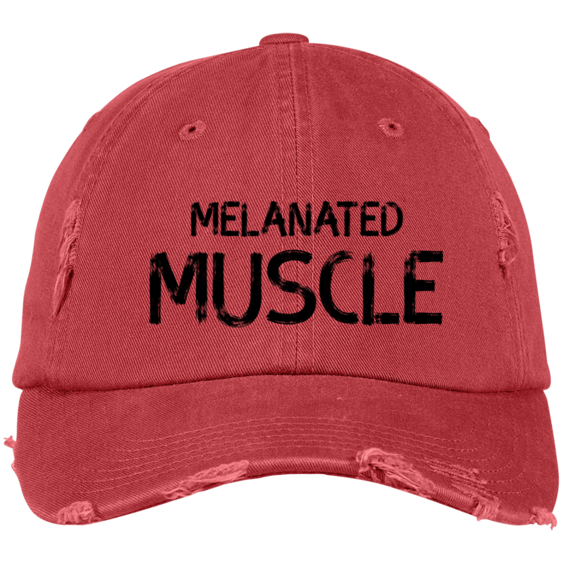 Melanated Muscle Embroidered Distressed Dad Cap