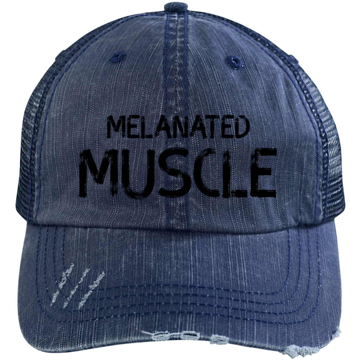 Melanated Muscle Distressed Unstructured Trucker Cap