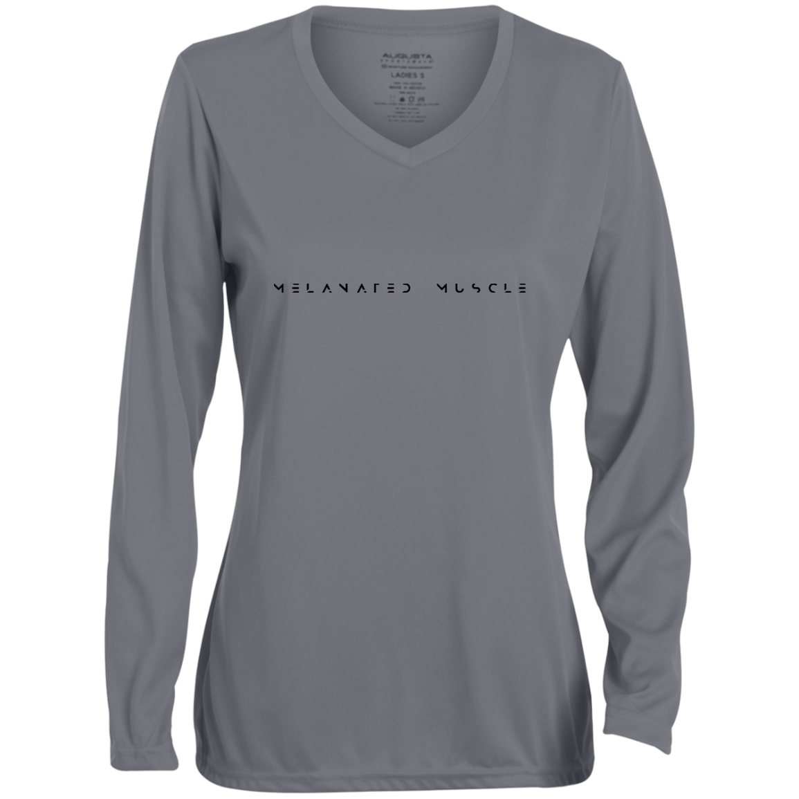 Melanated Muscle 1788 Ladies' Moisture-Wicking Long Sleeve V-Neck Tee