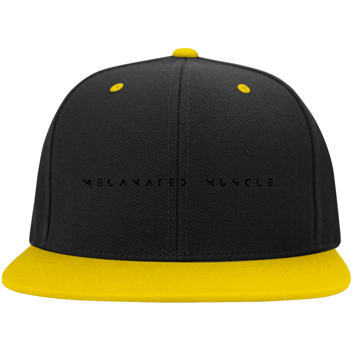 Melanated Muscle Embroidered Flat Bill High-Profile Snapback Hat