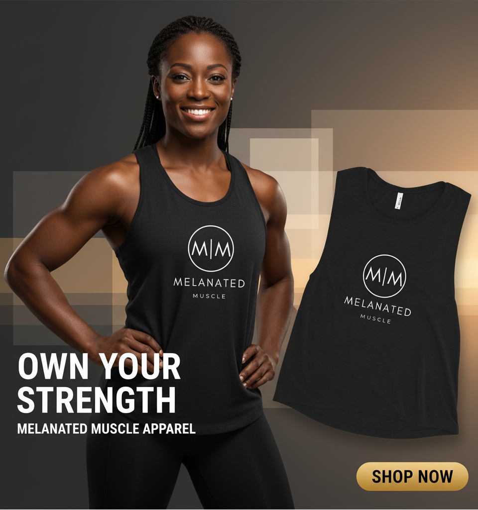 Melanated Muscle Ladies' Muscle Tank Banner