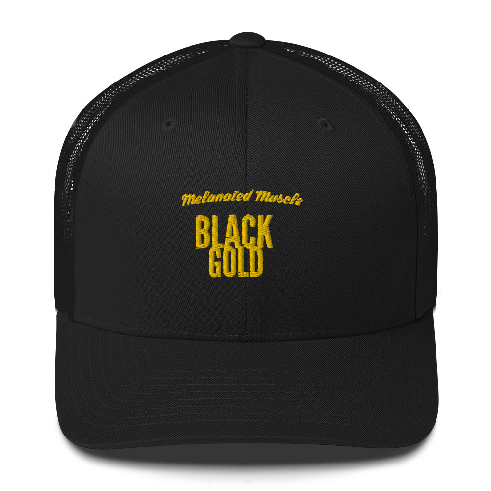 Melanated Muscle Black Gold Trucker Cap