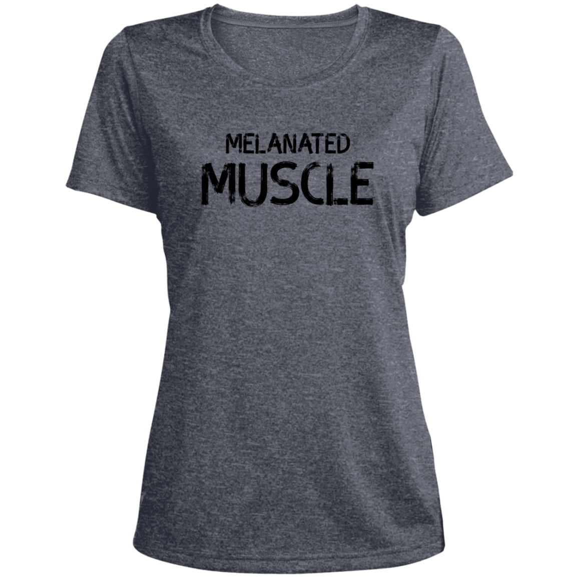 Melanated Muscle Ladies' Heather Scoop Neck Performance Tee