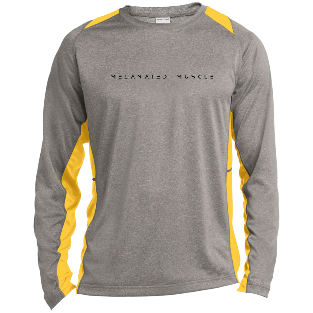 Melanated Muscle Long Sleeve Heather Colorblock Performance Tee
