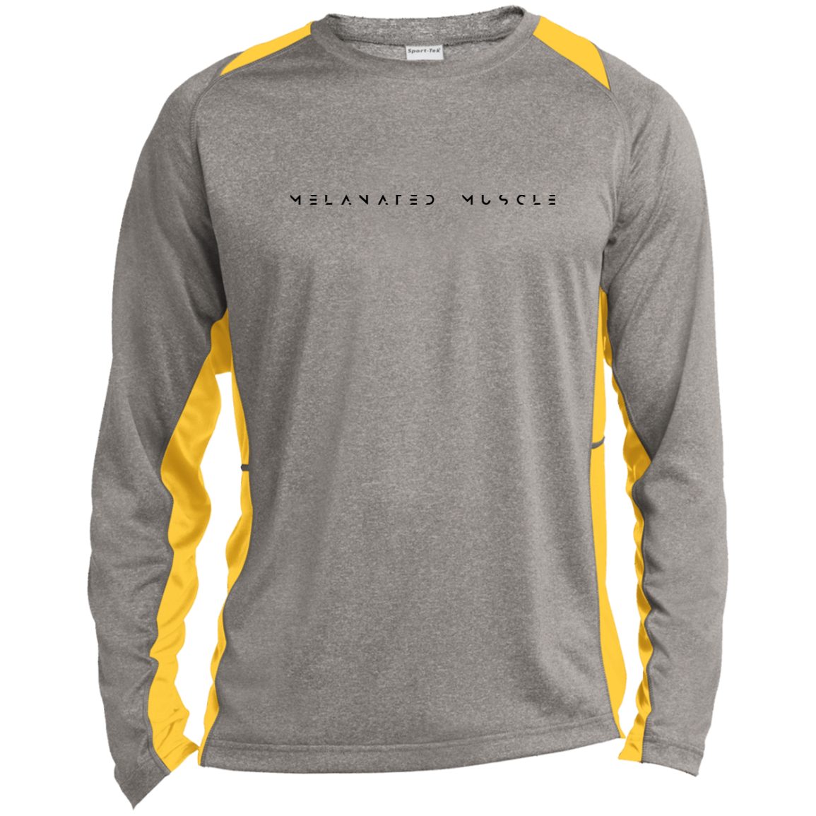 Melanated Muscle Long Sleeve Heather Colorblock Performance Tee