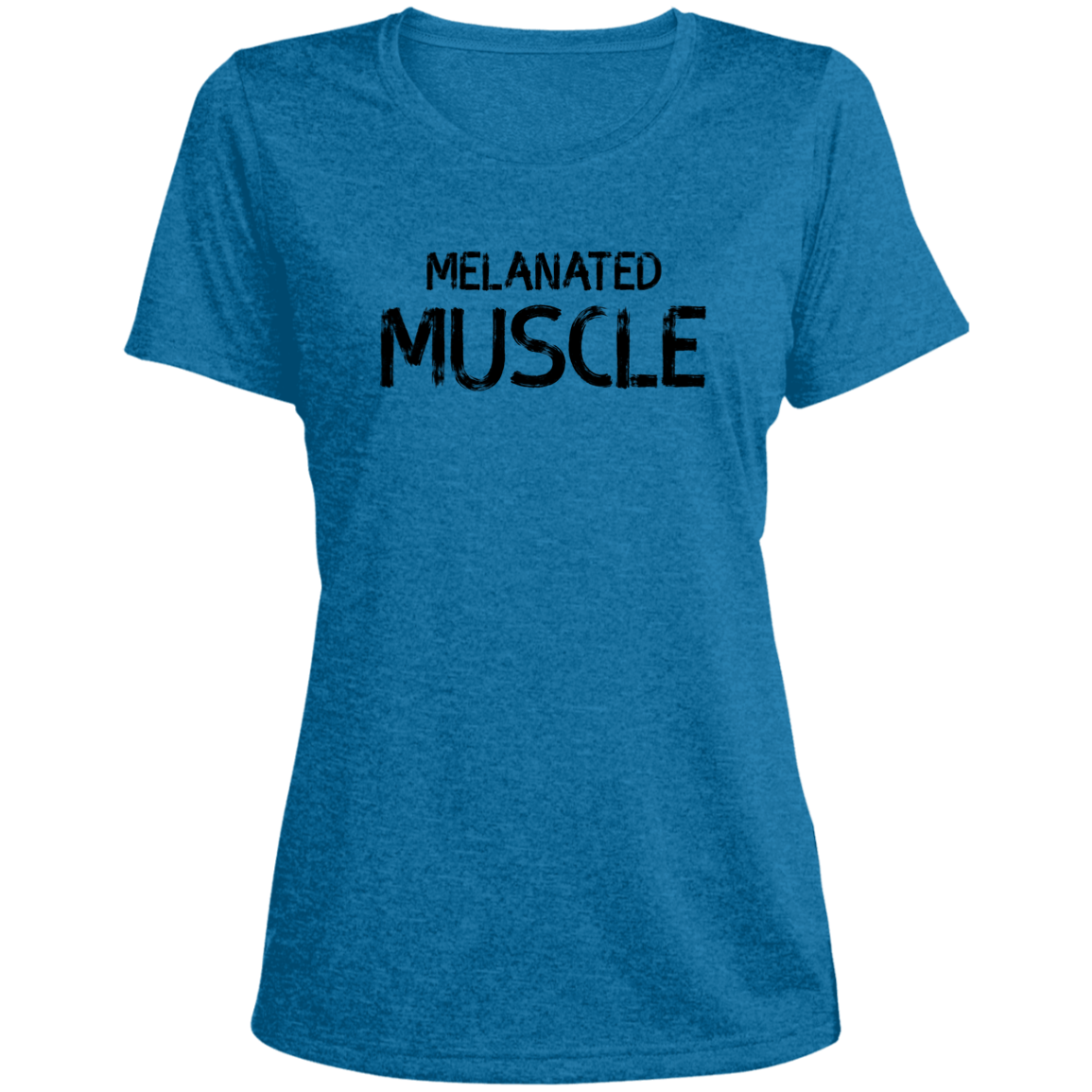 Melanated Muscle Ladies' Heather Scoop Neck Performance Tee