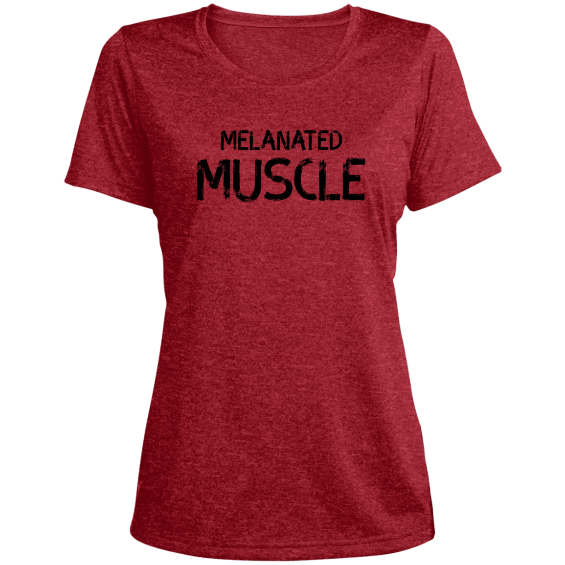 Melanated Muscle Ladies' Heather Scoop Neck Performance Tee